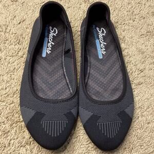 Skechers Women Black Cleo Air-Cooled Memory Foam Stretch Fit Flats Size 7